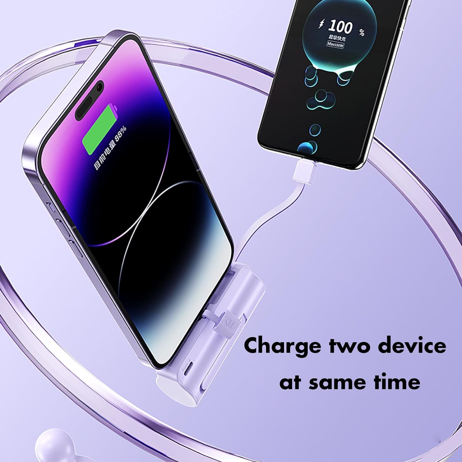 Mini Phone Charger 5500Mah Portable Power Bank,Dual USB-C Ports Cell Phone Power Charger, LCD LED Display Battery Compatible with Iphone 15/15 Plus/15 Pro/15 Pro Max/Android Phone/Samsung/Moto/Lg Etc