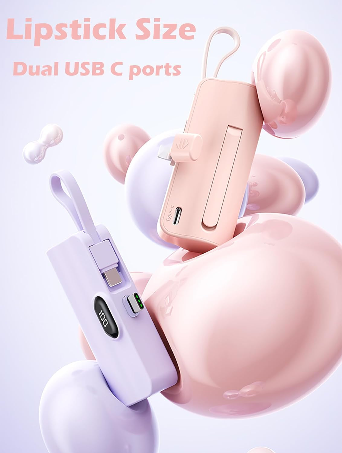 Mini Phone Charger 5500Mah Portable Power Bank,Dual USB-C Ports Cell Phone Power Charger, LCD LED Display Battery Compatible with Iphone 15/15 Plus/15 Pro/15 Pro Max/Android Phone/Samsung/Moto/Lg Etc