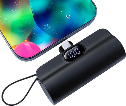 Mini Phone Charger 5500Mah Portable Power Bank,Dual USB-C Ports Cell Phone Power Charger, LCD LED Display Battery Compatible with Iphone 15/15 Plus/15 Pro/15 Pro Max/Android Phone/Samsung/Moto/Lg Etc