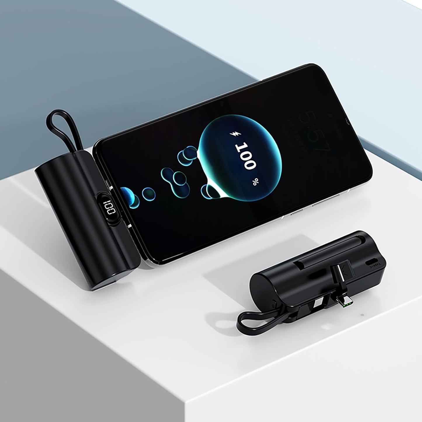 Mini Phone Charger 5500Mah Portable Power Bank,Dual USB-C Ports Cell Phone Power Charger, LCD LED Display Battery Compatible with Iphone 15/15 Plus/15 Pro/15 Pro Max/Android Phone/Samsung/Moto/Lg Etc