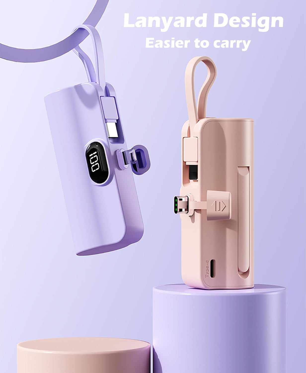 Mini Phone Charger 5500Mah Portable Power Bank,Dual USB-C Ports Cell Phone Power Charger, LCD LED Display Battery Compatible with Iphone 15/15 Plus/15 Pro/15 Pro Max/Android Phone/Samsung/Moto/Lg Etc