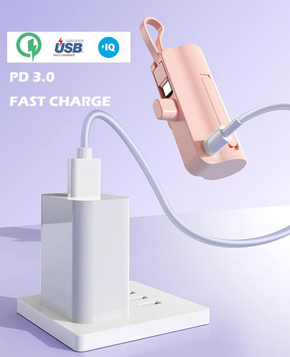 Mini Phone Charger 5500Mah Portable Power Bank,Dual USB-C Ports Cell Phone Power Charger, LCD LED Display Battery Compatible with Iphone 15/15 Plus/15 Pro/15 Pro Max/Android Phone/Samsung/Moto/Lg Etc